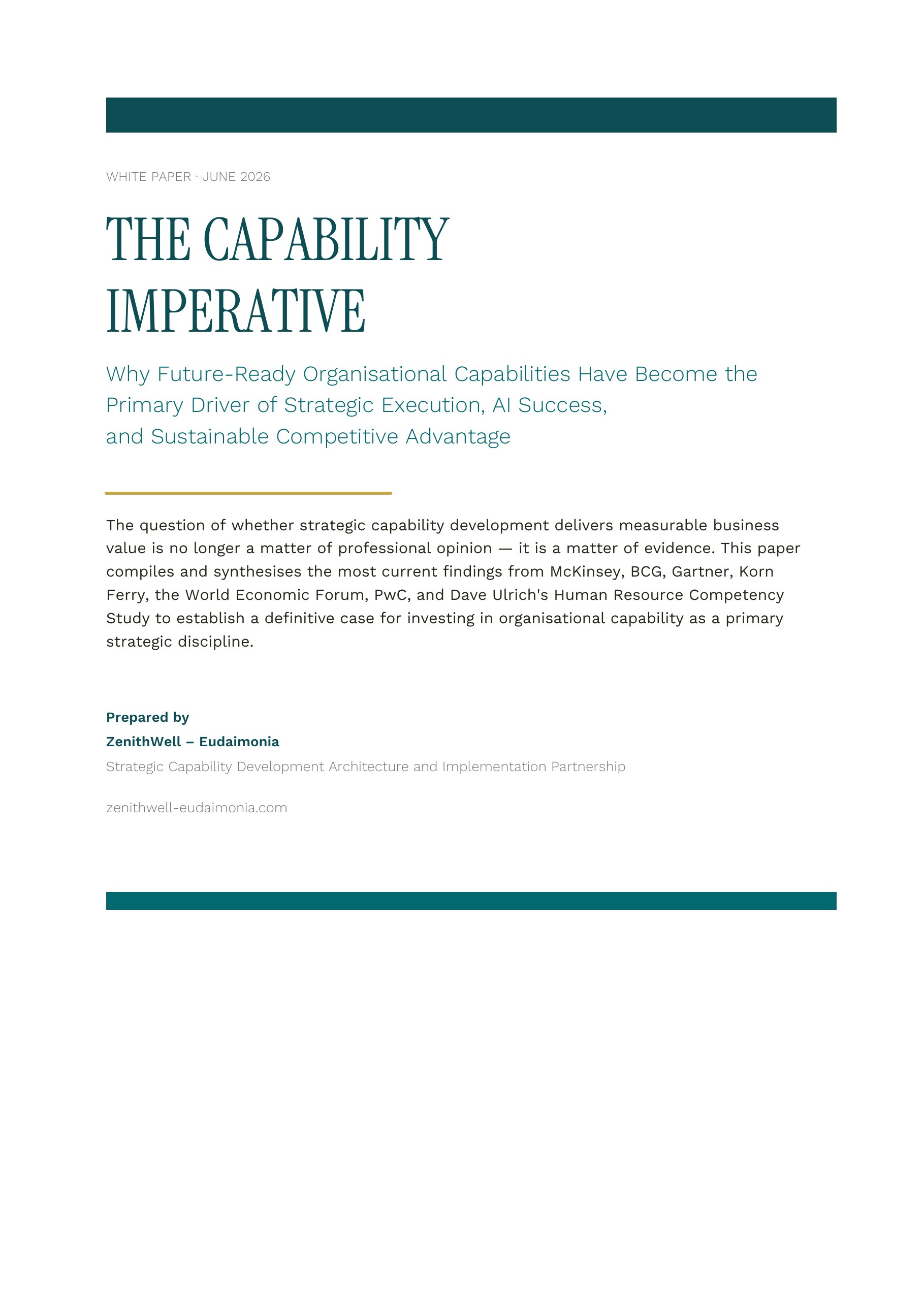 The Capability Imperative — ZenithWell executive white paper, front cover